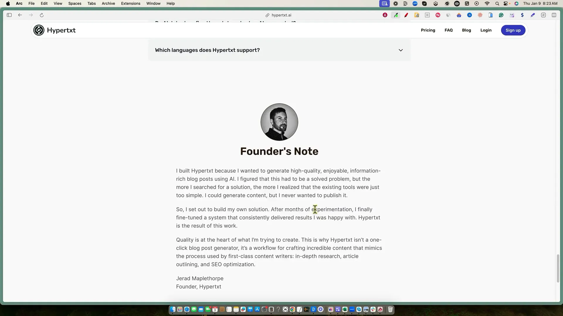 Founder Jared discussing Hypertext