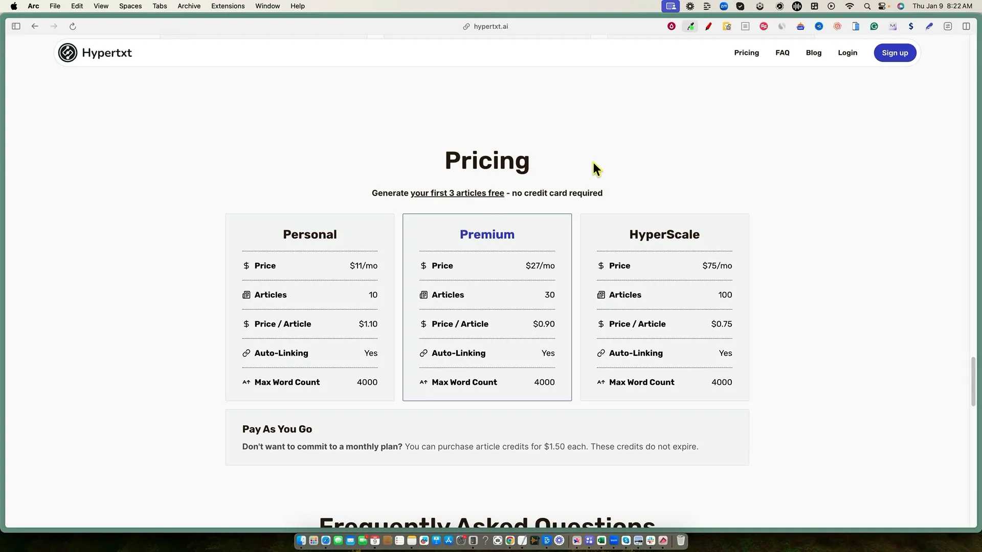 Hypertext pricing details
