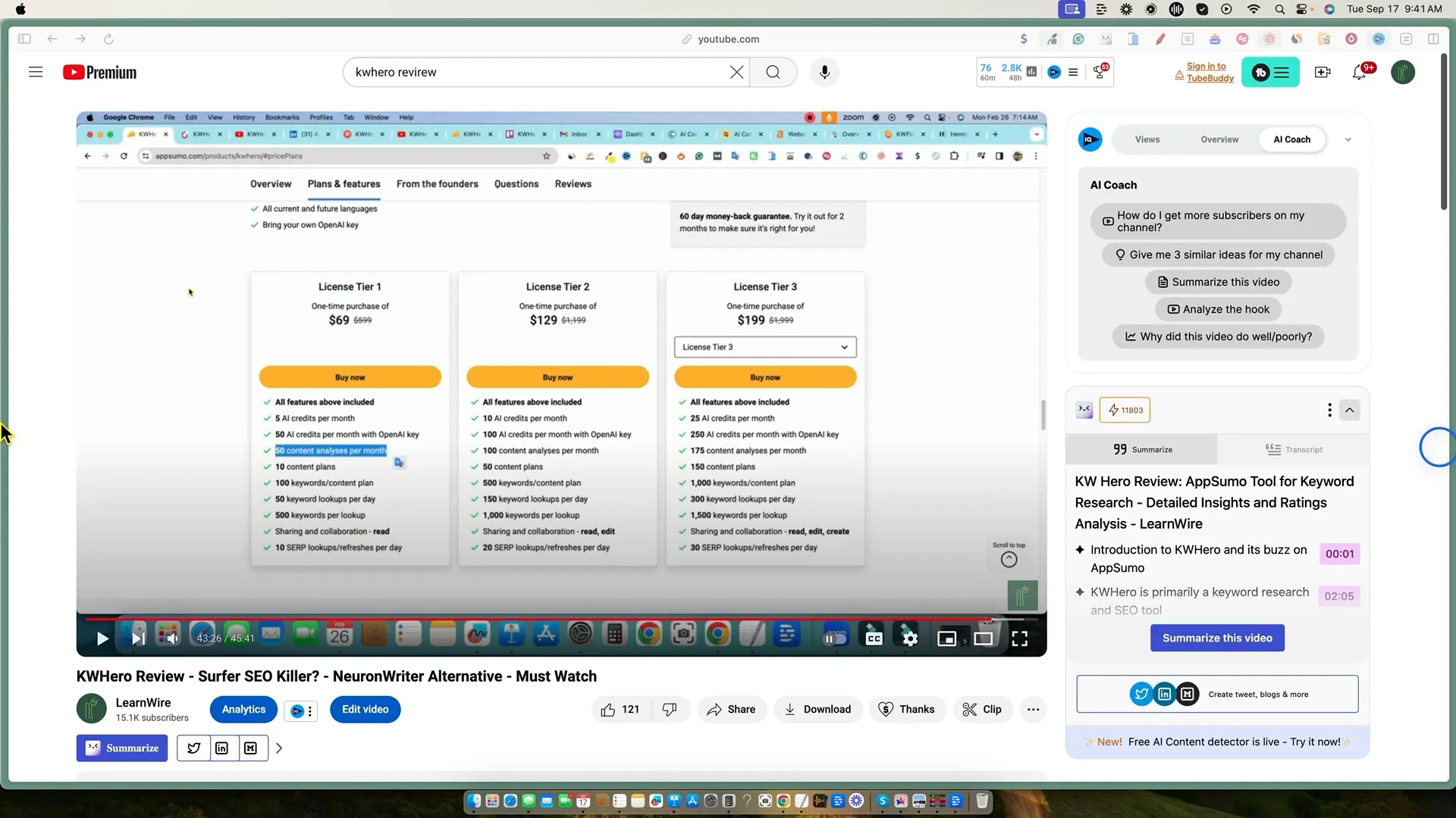 Pricing comparison between Ranklytics and KW Hero