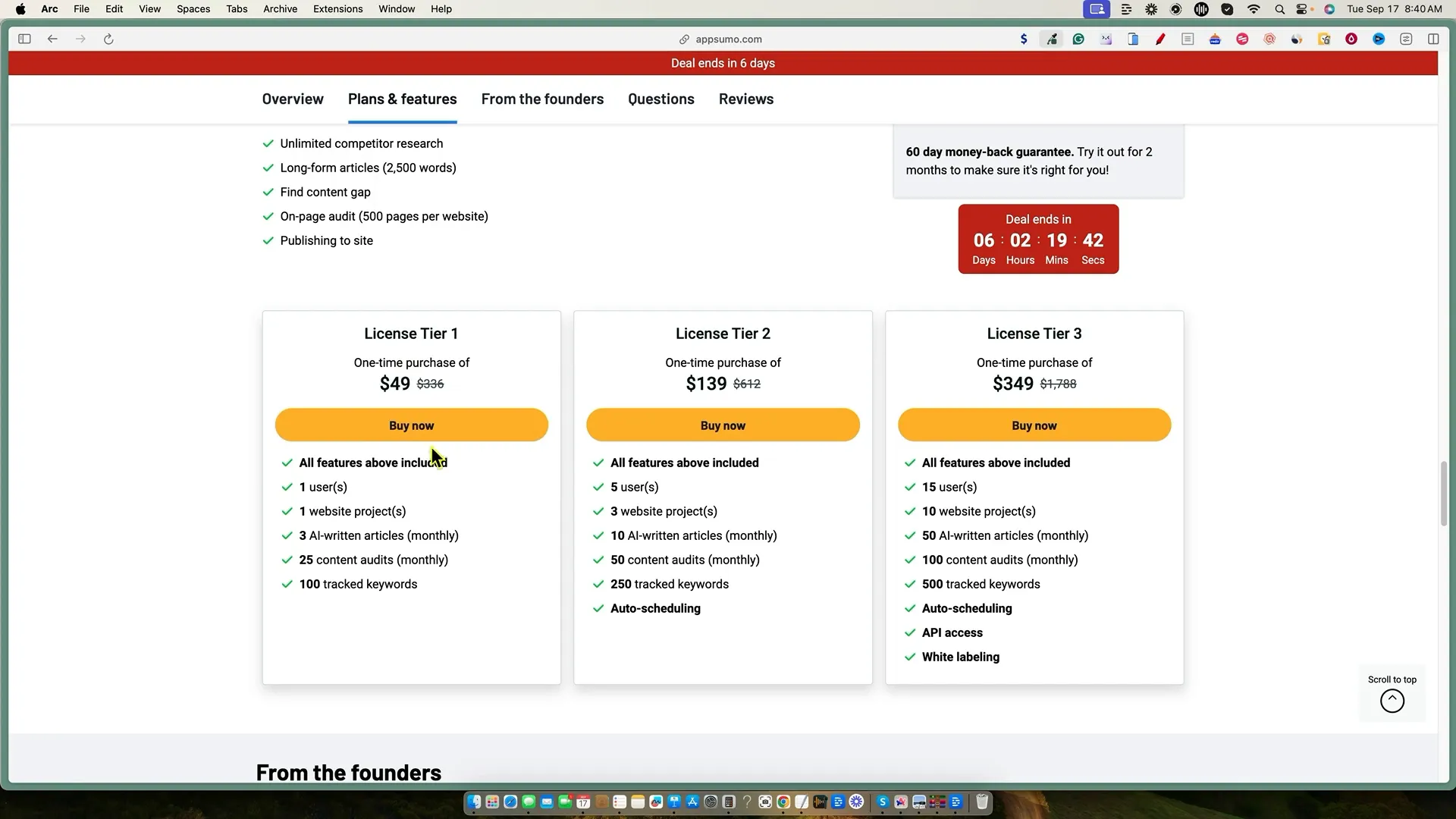 Ranklytics pricing table