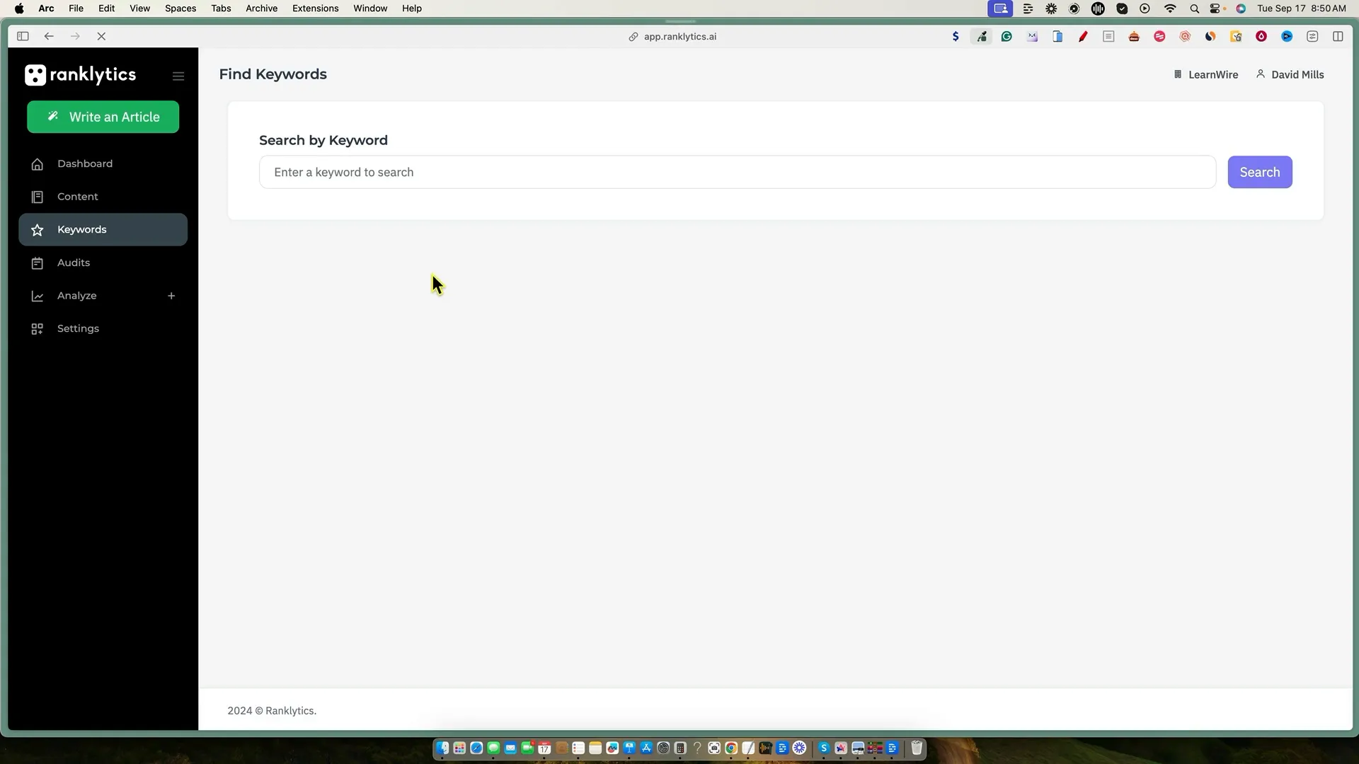 Ranklytics keyword research tool