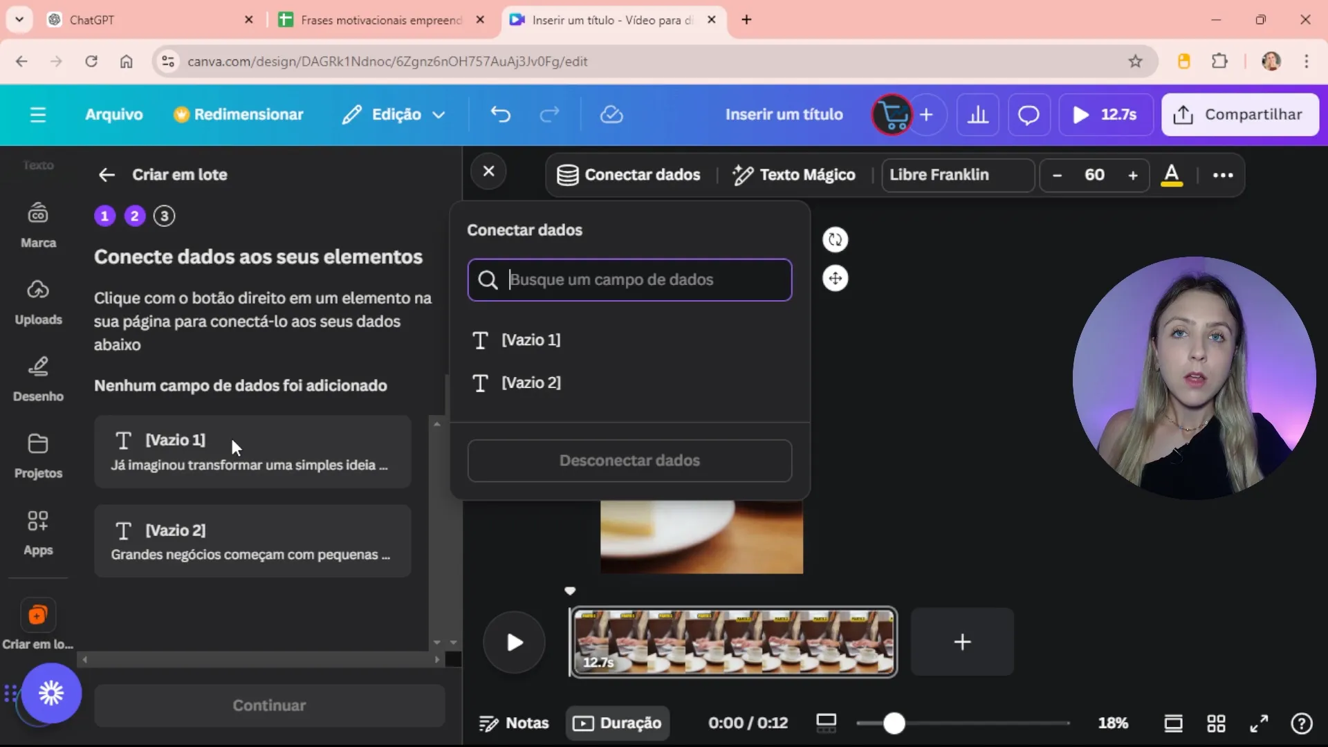 Exemplo de vídeos gerados no Canva
