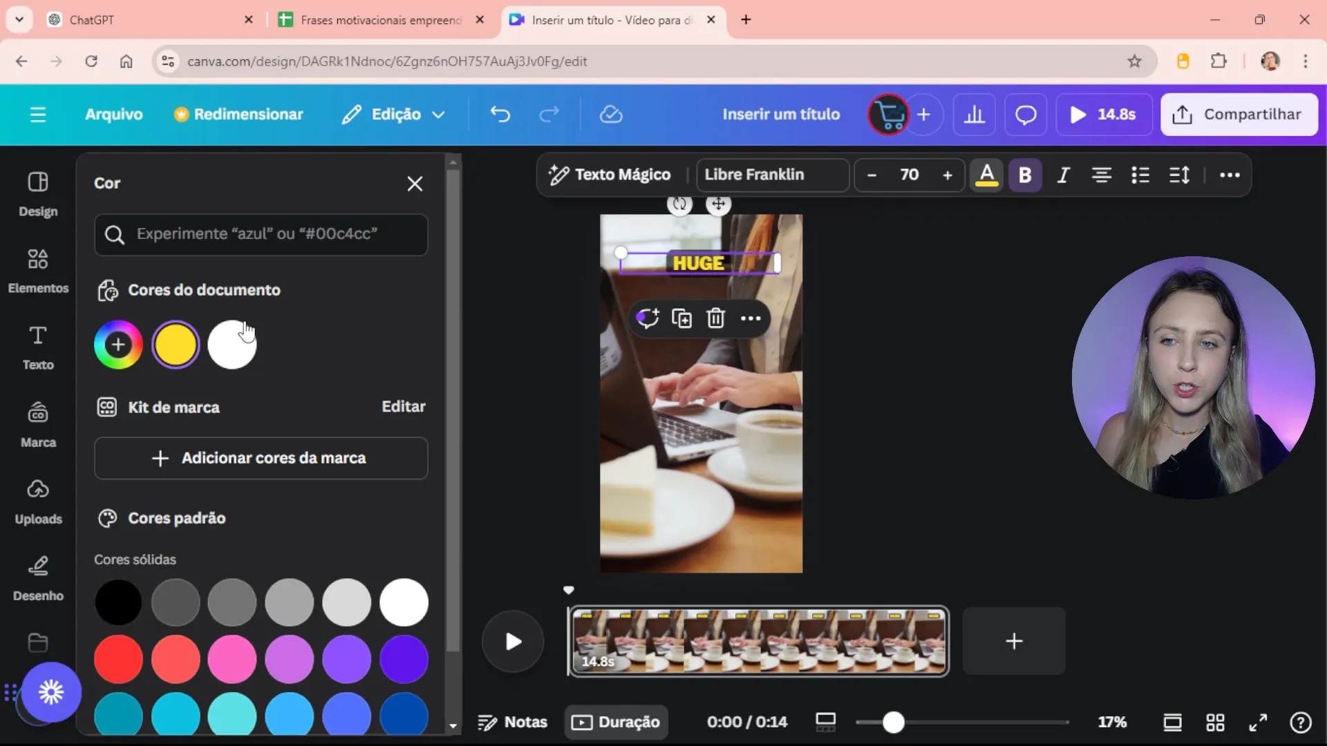 Criando o design do vídeo no Canva