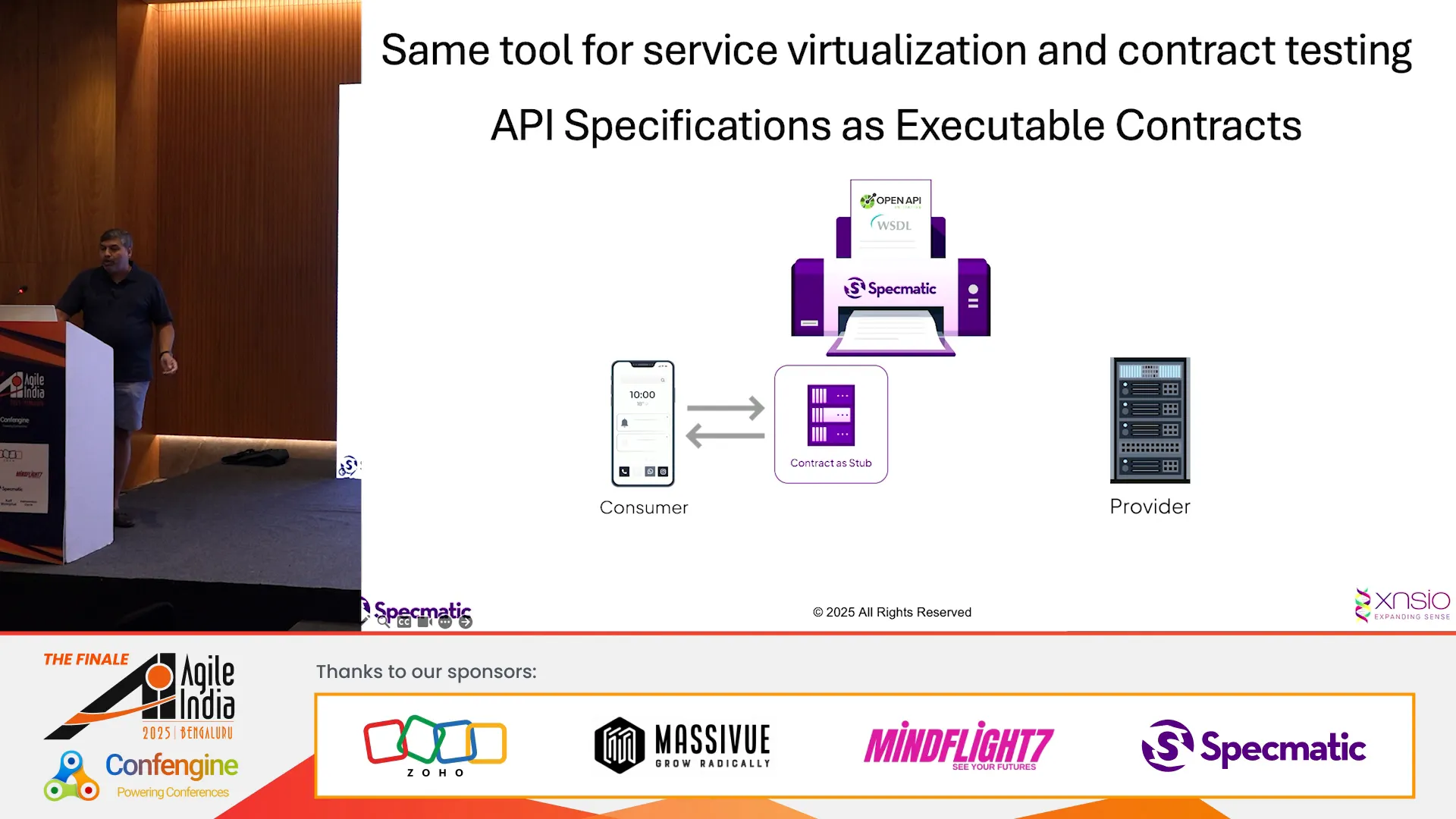 Specmatic architecture showing contract testing and stubbing from single API spec