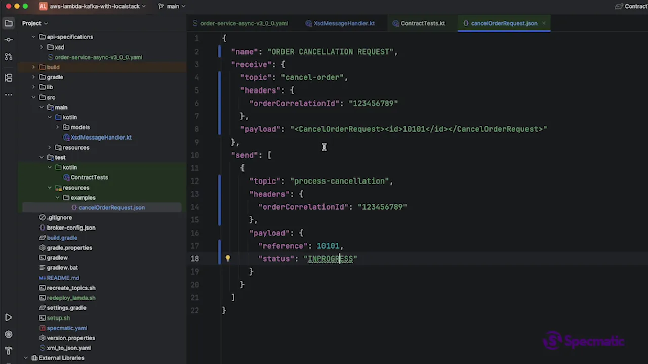 Example XML and JSON messages with correlation ID headers