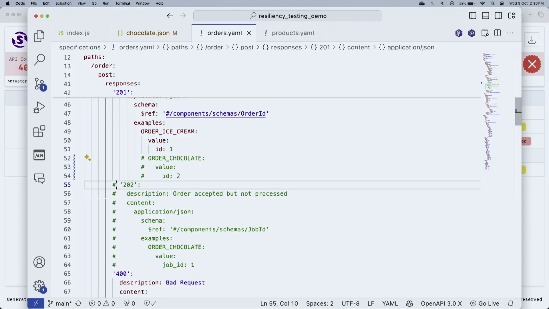 Updating API specification for error handling