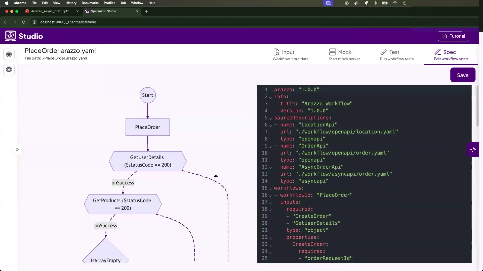 Exported Arazzo API specification with pictorial representation
