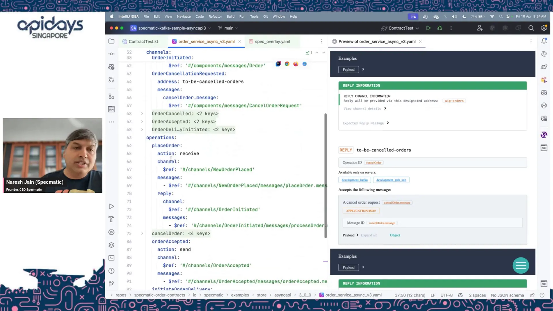 Operations section in AsyncAPI defining message flows and patterns