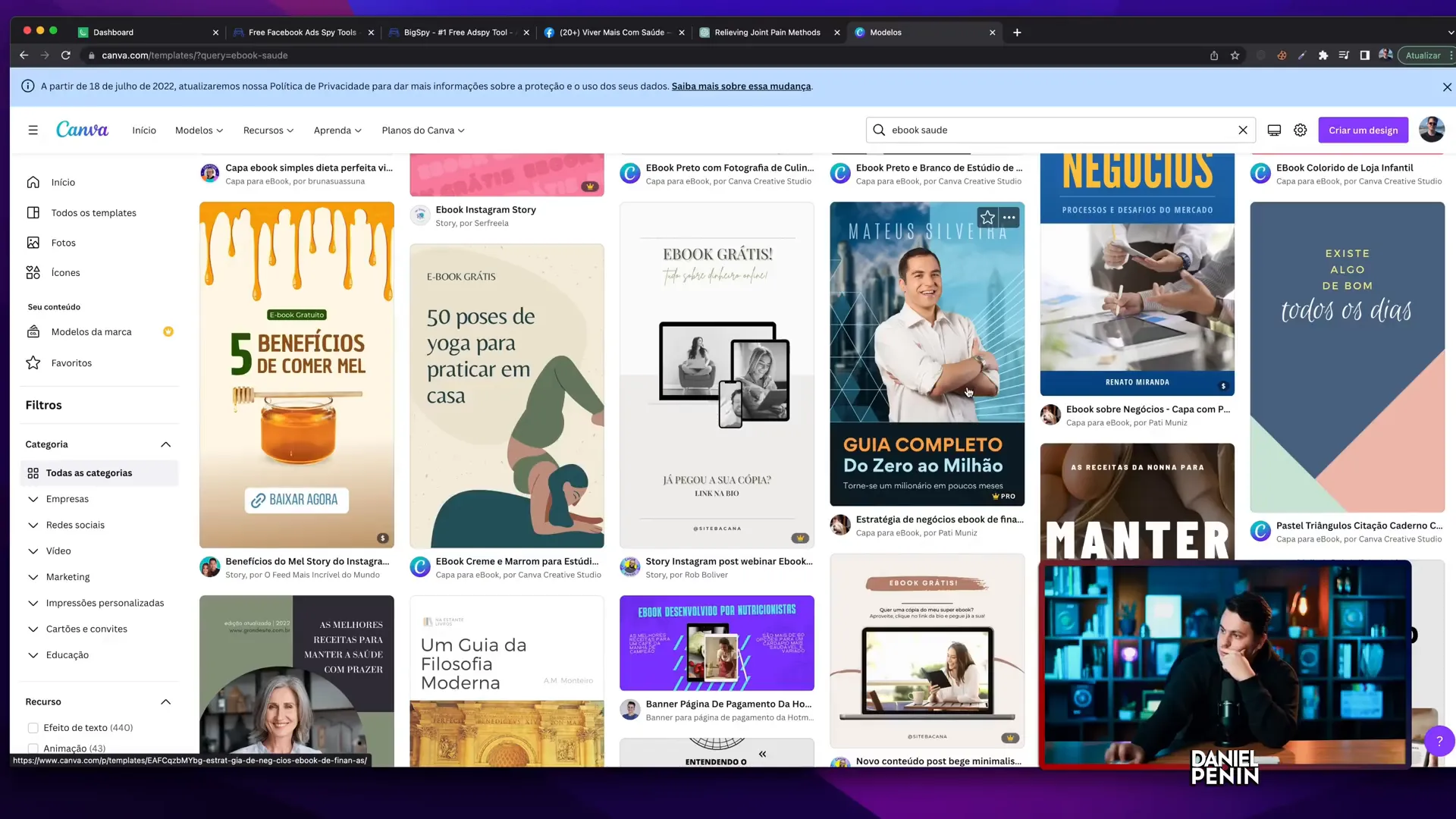 Usando Canva para criar um e-book