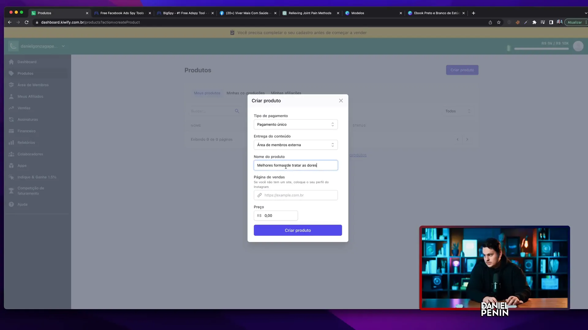 Configurando o produto na Kiwify