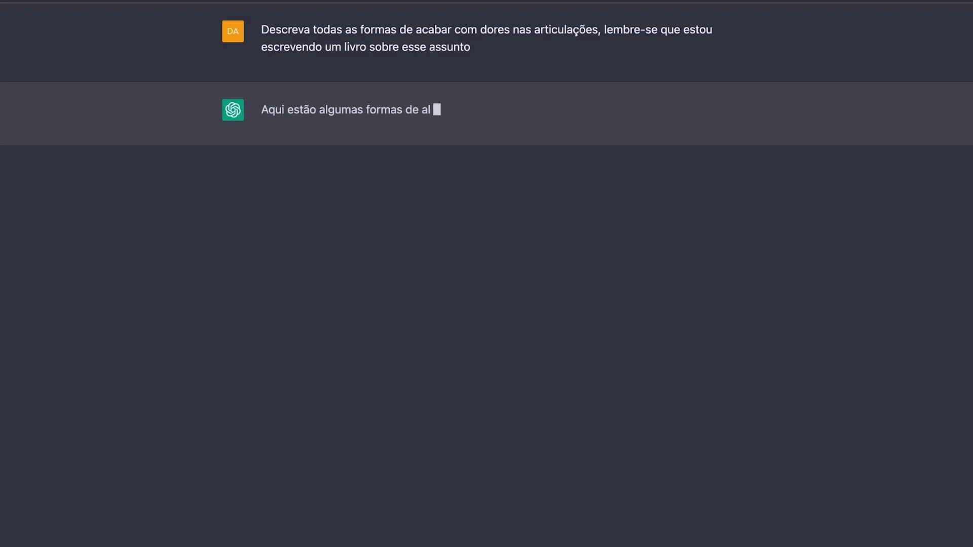 Interação com o Chat GPT para criar conteúdo