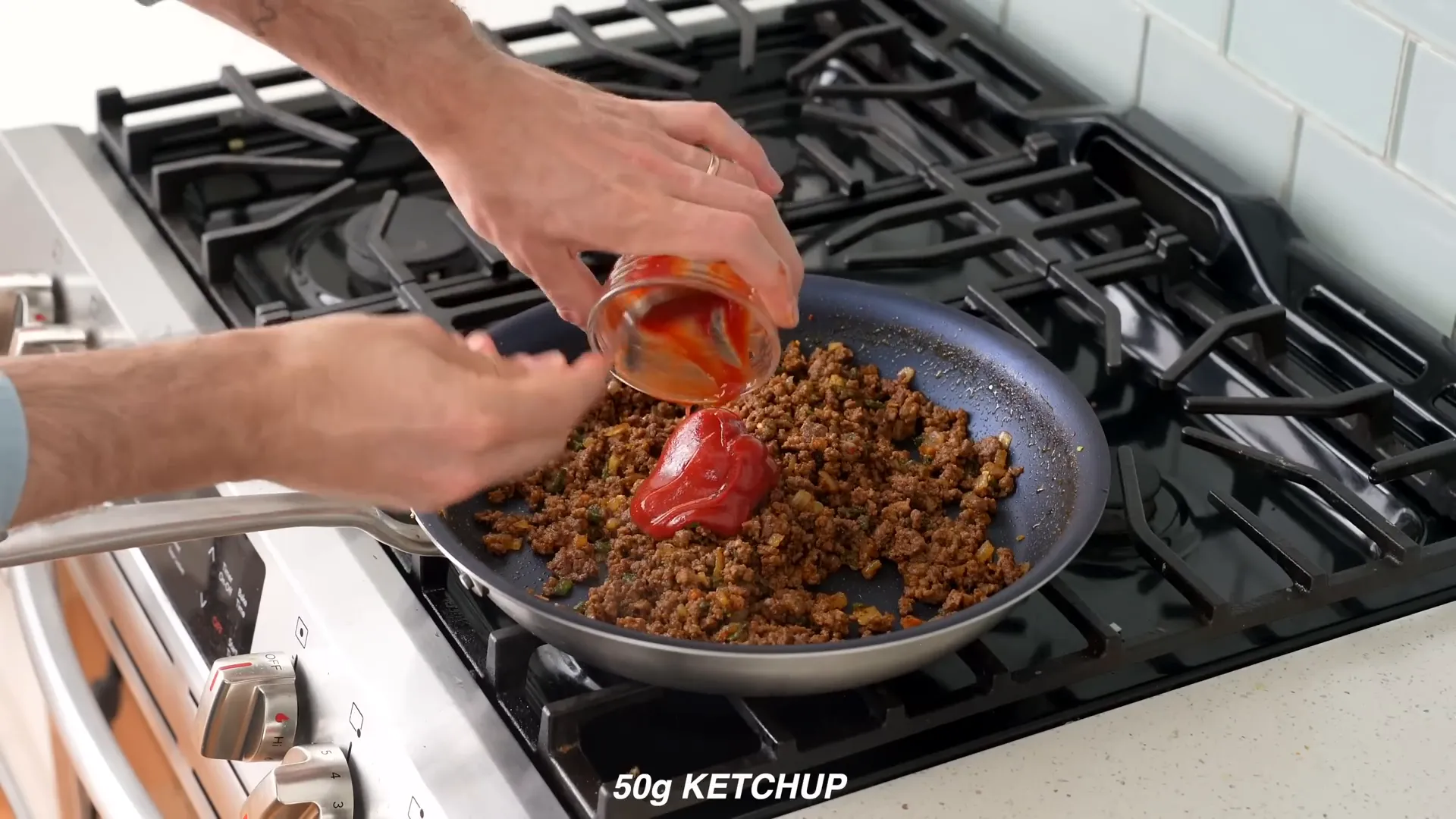 Adding sauce ingredients