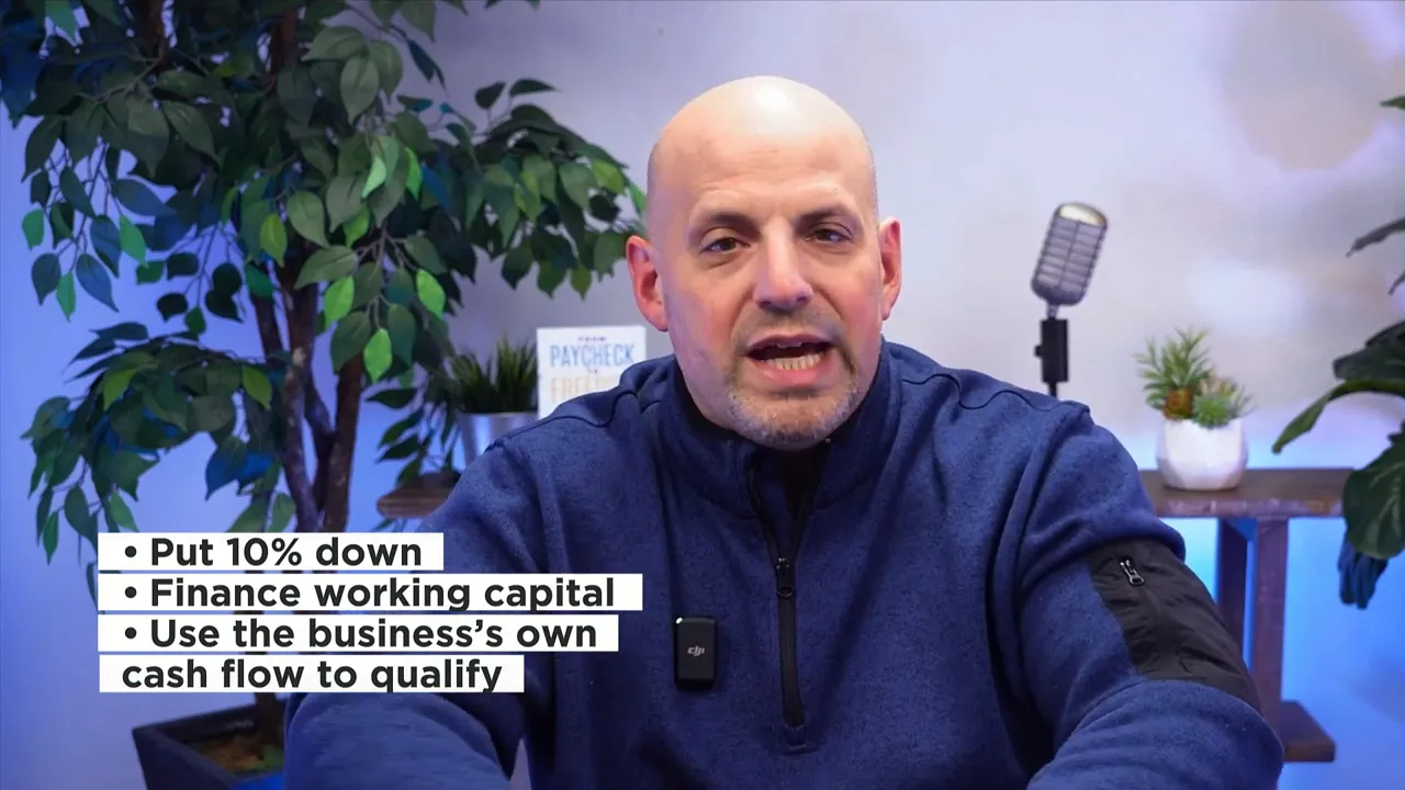 studio shot with overlay text: Put 10% down; Finance working capital; Use the business's own cash flow to qualify