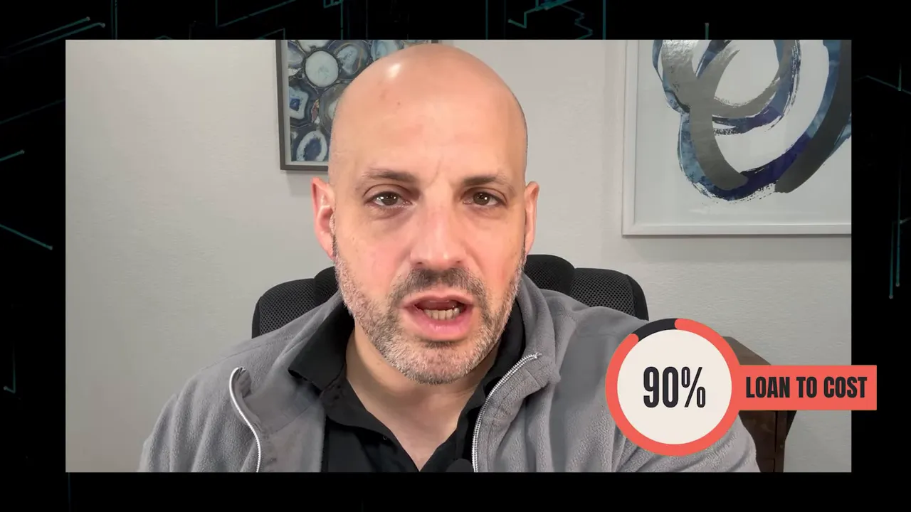 Presenter with a clear 90% loan-to-cost graphic overlay.