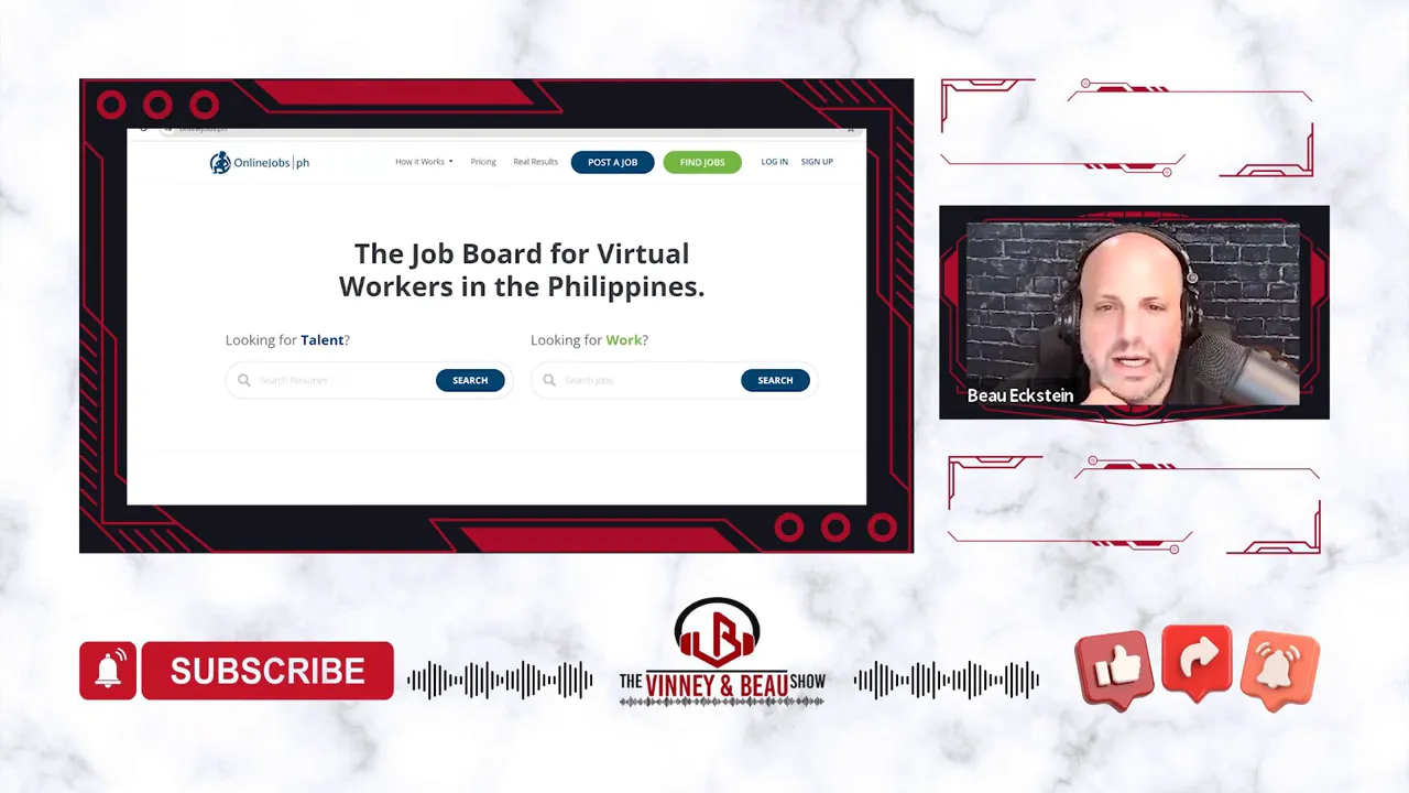 Clear screenshot of OnlineJobs.ph job board showing headline for virtual workers in the Philippines