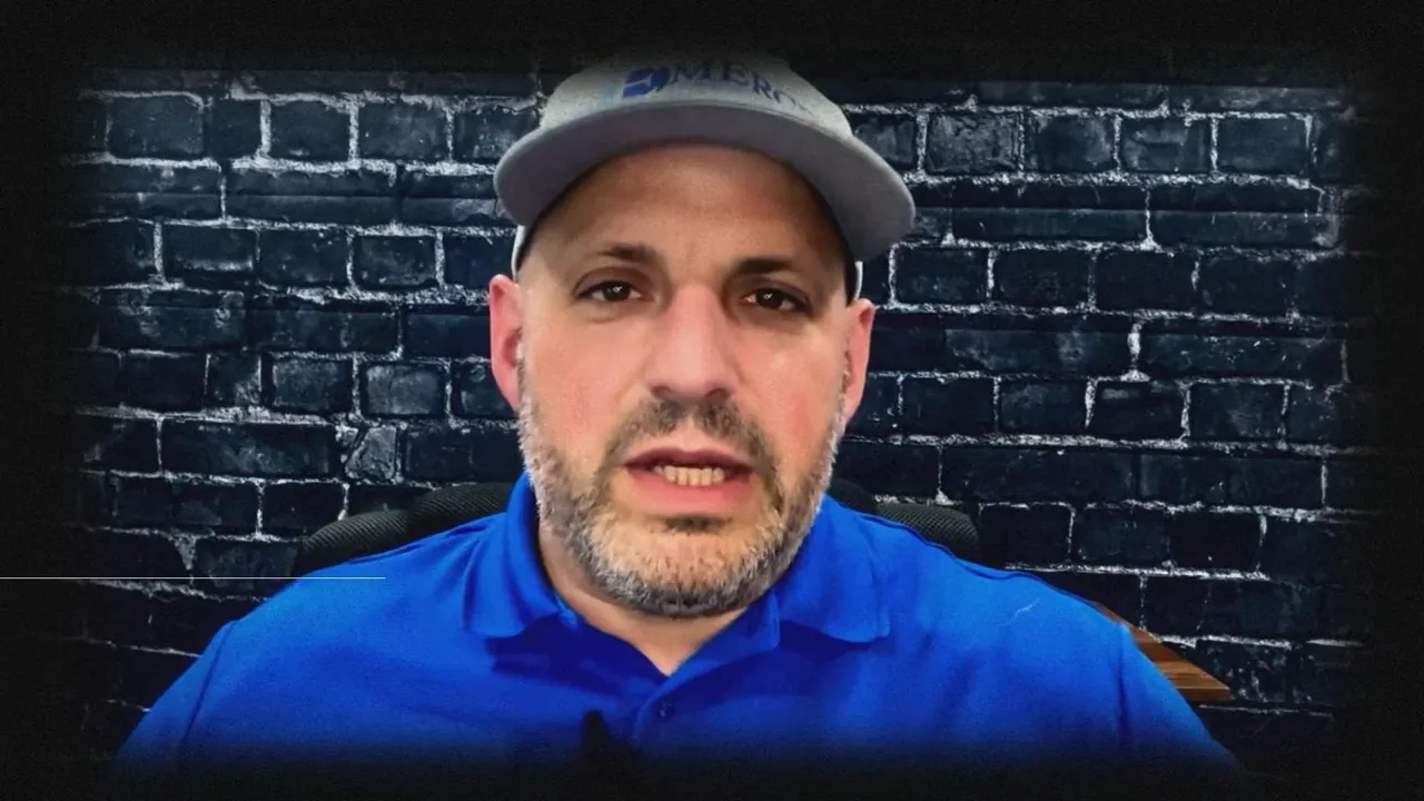 frontal head-and-shoulders shot of host against brick wall background