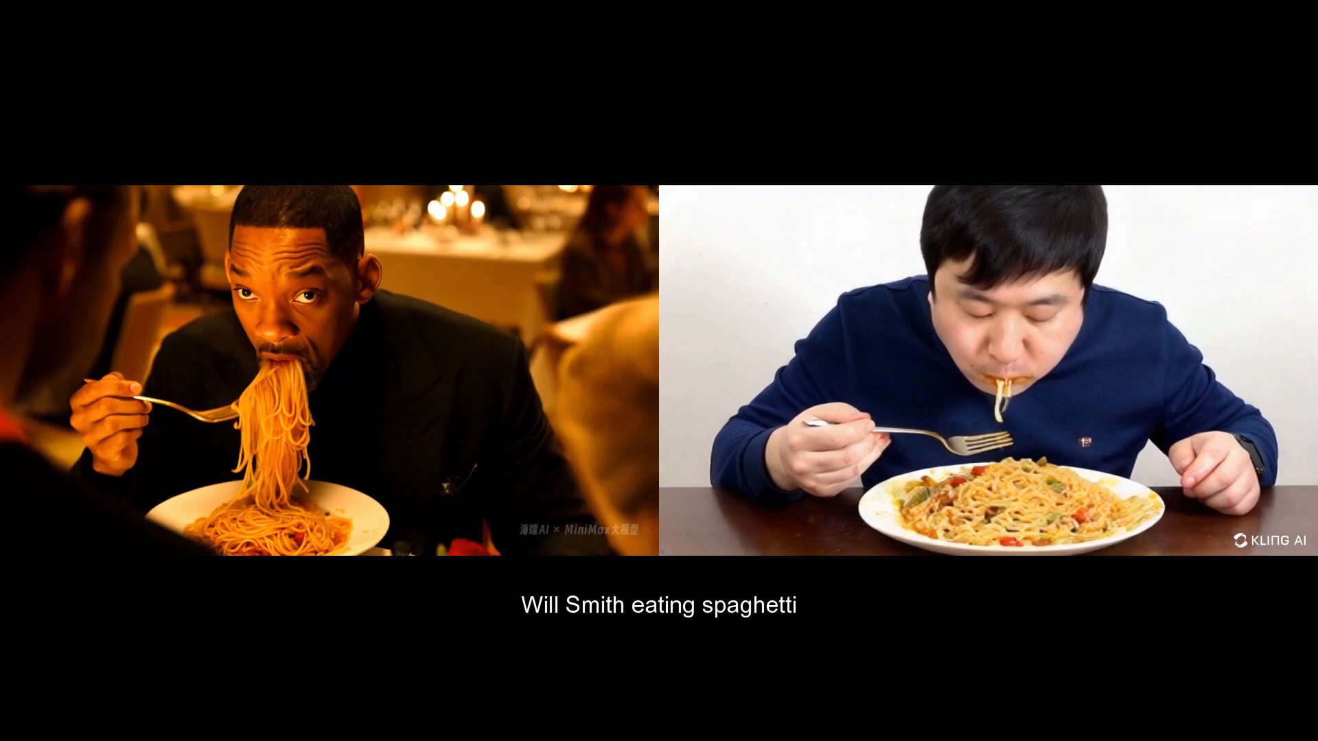 Will Smith spaghetti video comparison