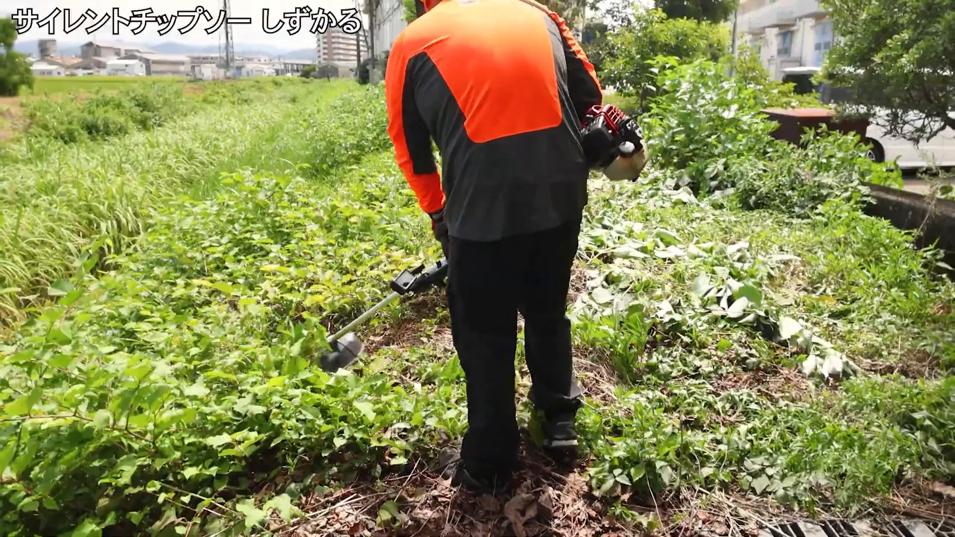 実際に草を刈っている様子（開始シーン）