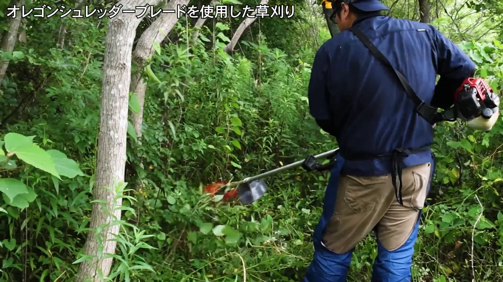 3枚刃での硬い草の刈り取り