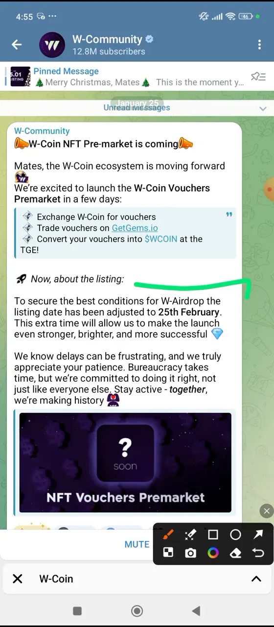 W-Coin airdrop listing date announcement