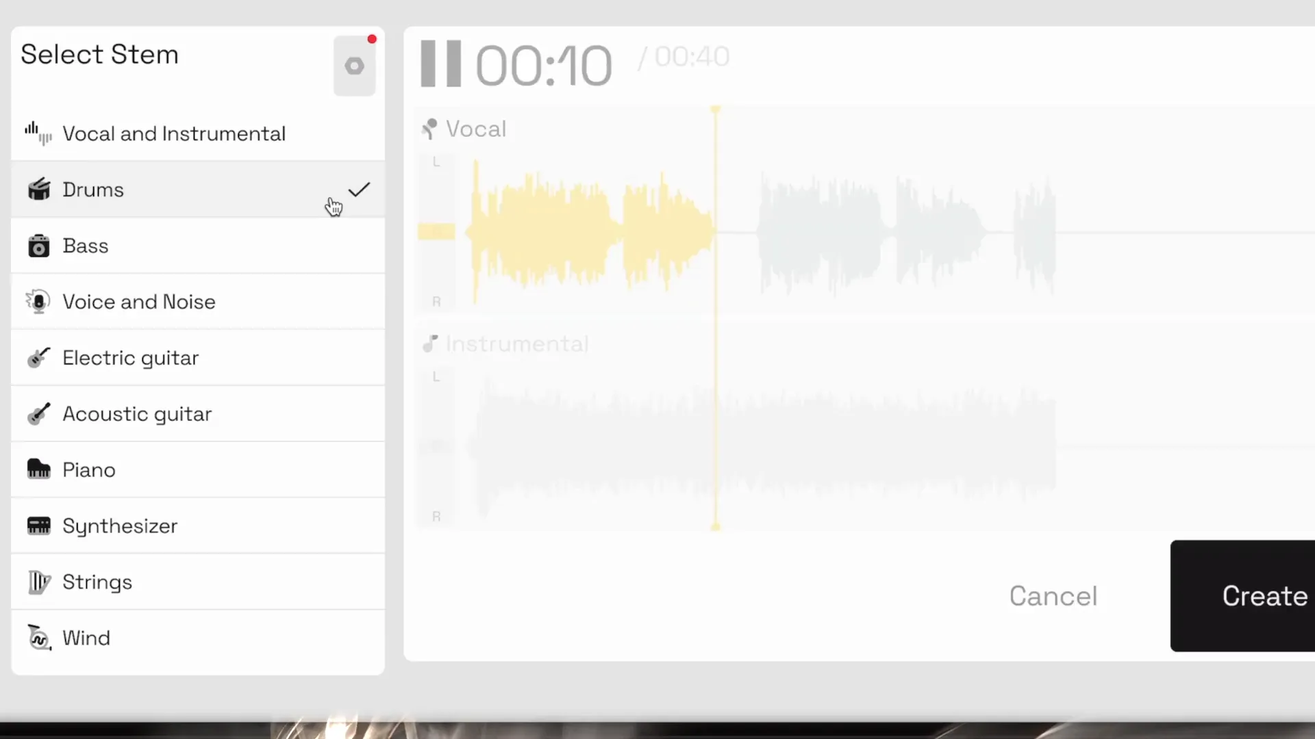Lalal.ai interface showing audio upload options
