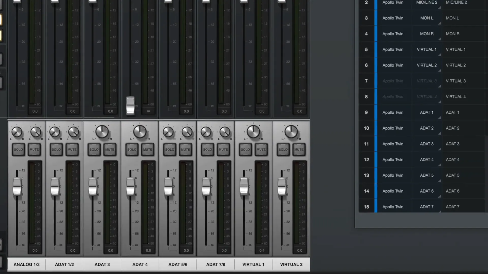 Routing inputs in console software