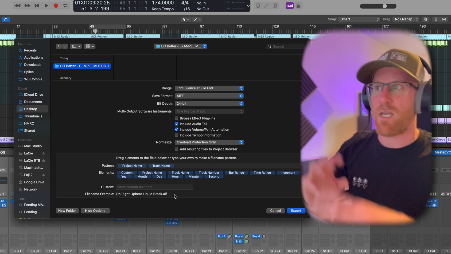 Exported multitrack files in folder