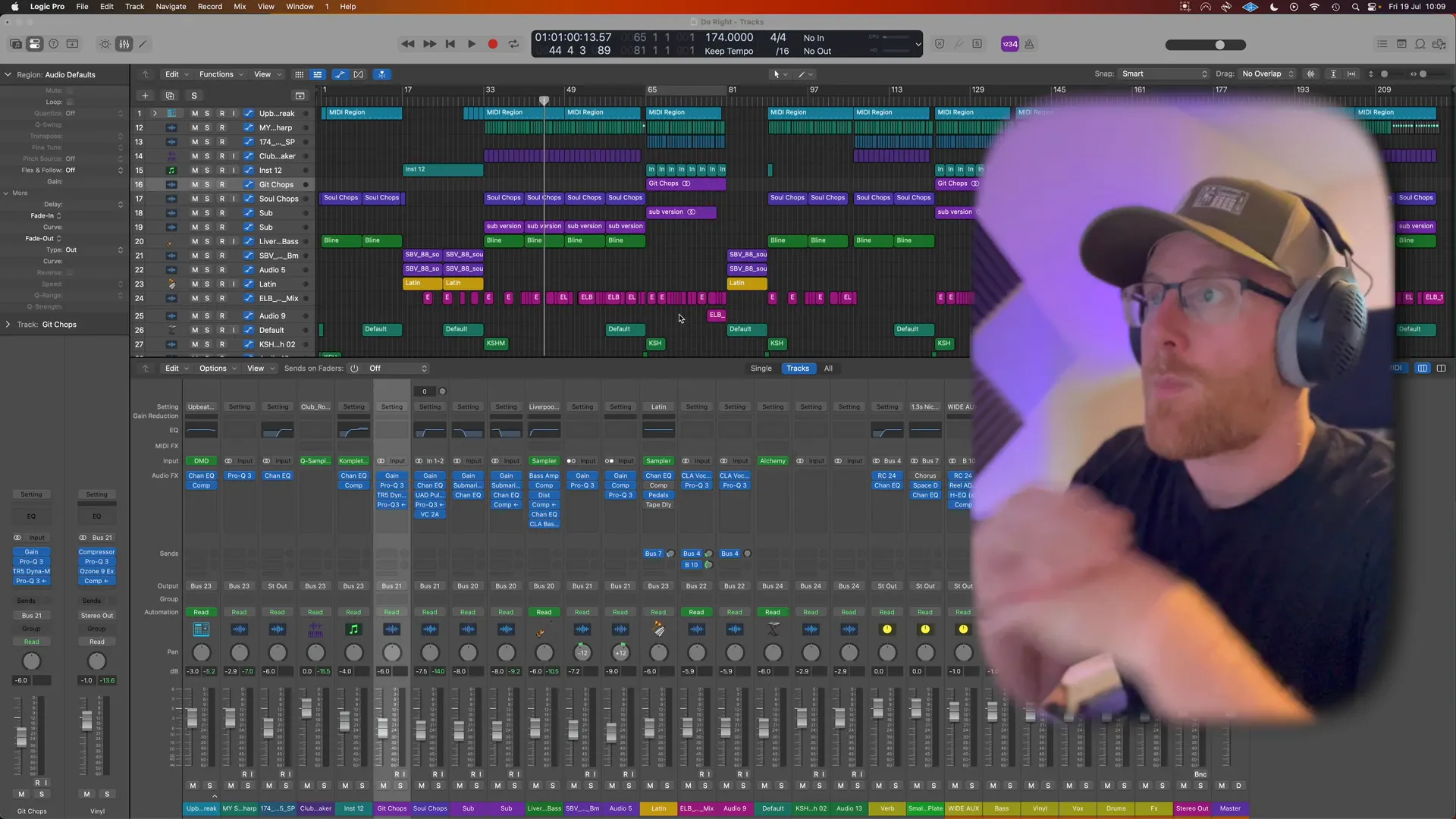 Overview of the session in Logic Pro