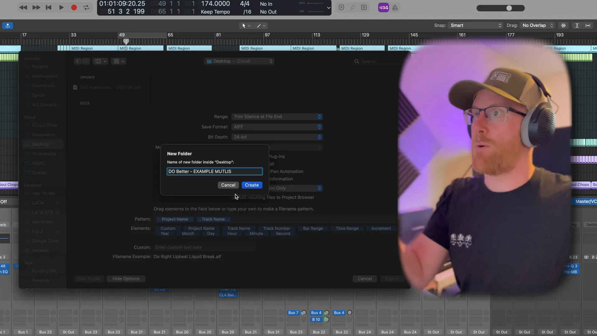 Export settings in Logic Pro