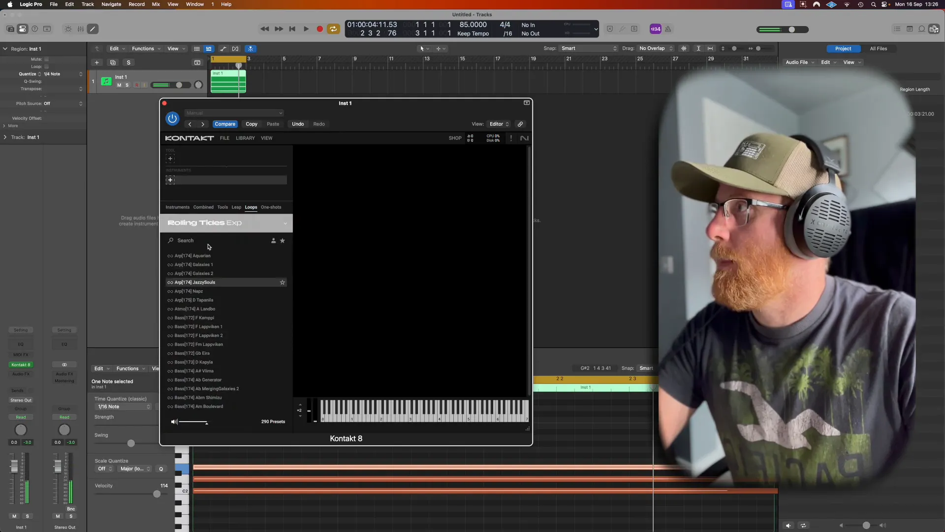 Using the Chords tool to create c minor