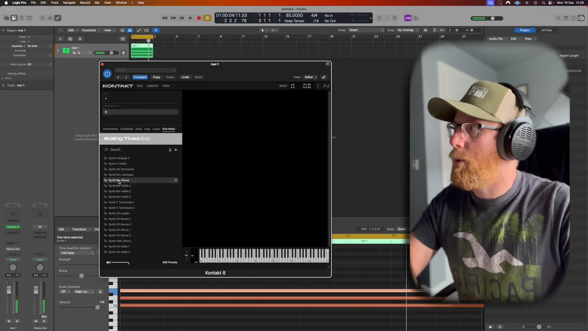 Accessing the Phrases tool in Kontakt 8