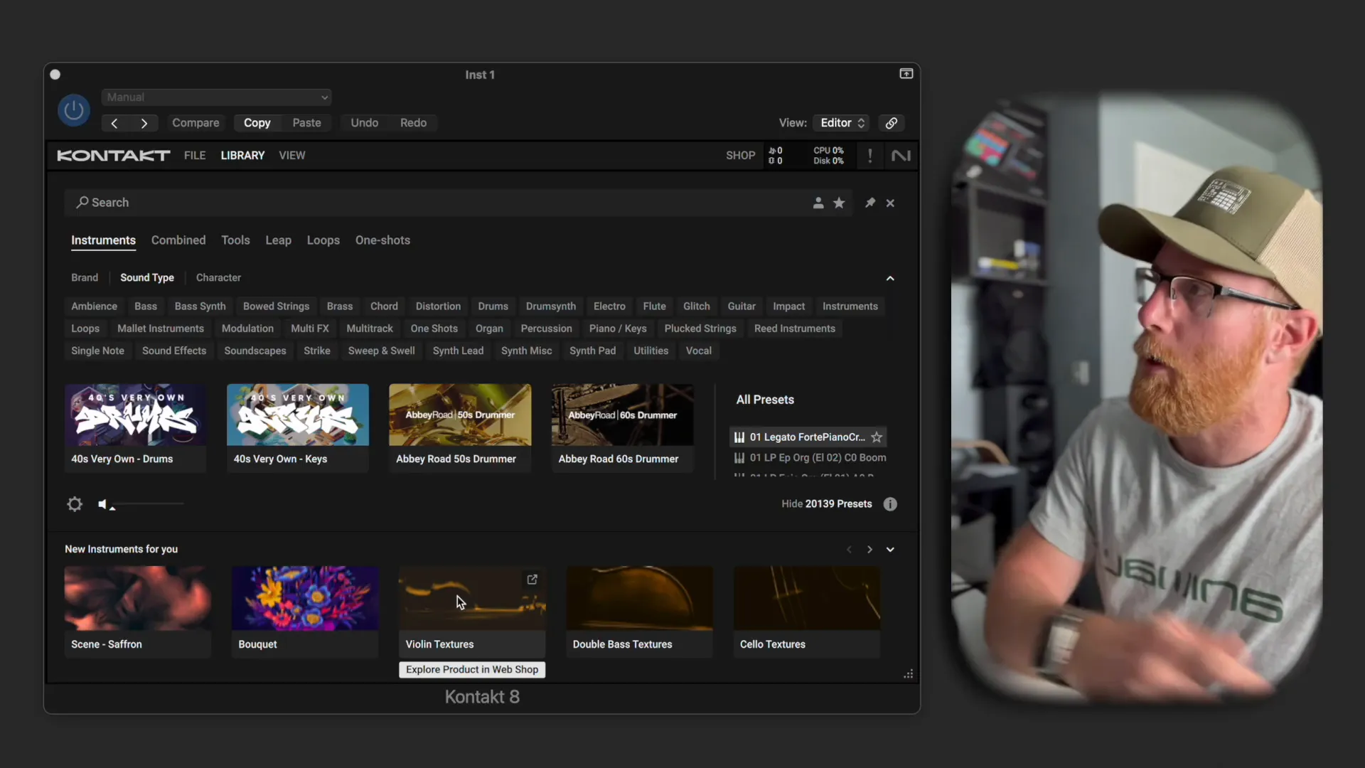 Default library view in Kontakt 8