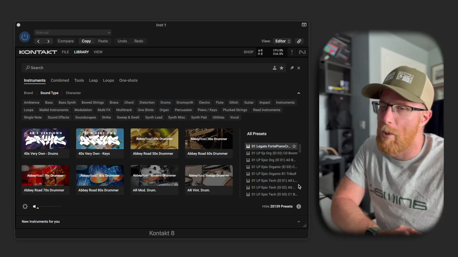 Instruments section in Kontakt 8