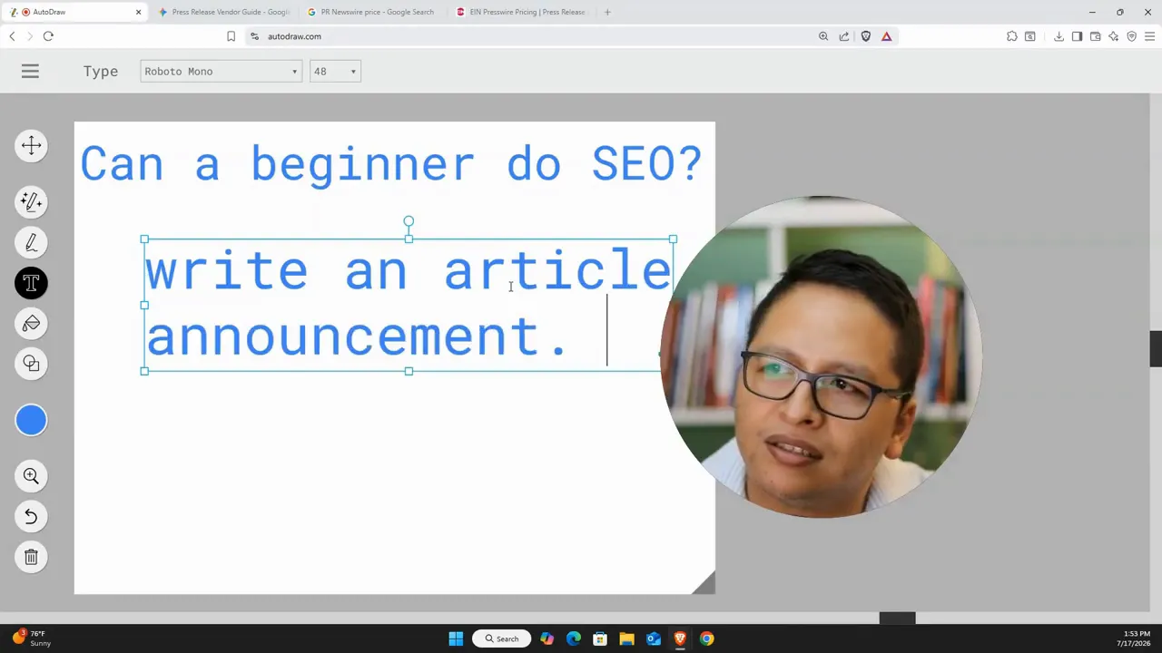 Whiteboard text reading write an article announcement