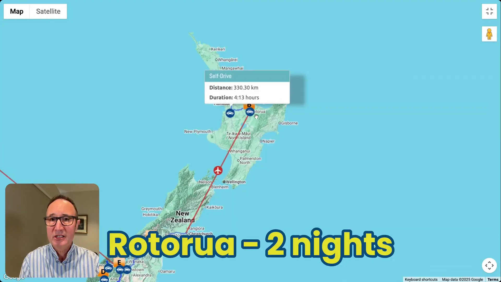 Itinerary list with nights per location