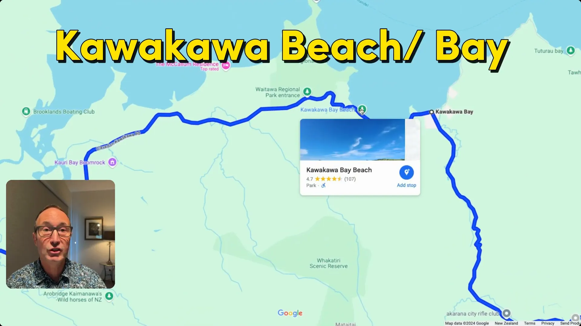 Scenic view of Kawakawa Beach with coastal landscapes via Kawakawa Bay