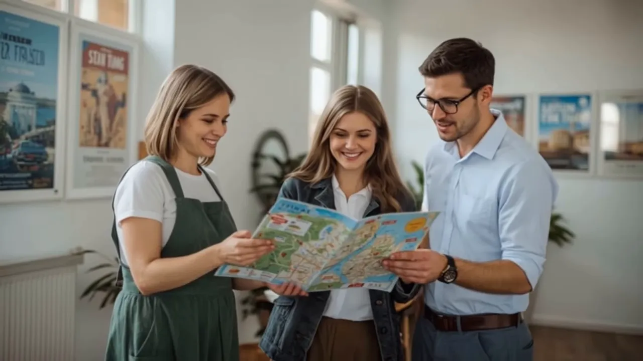 Host presenting a hand-drawn map to a hidden waterfall