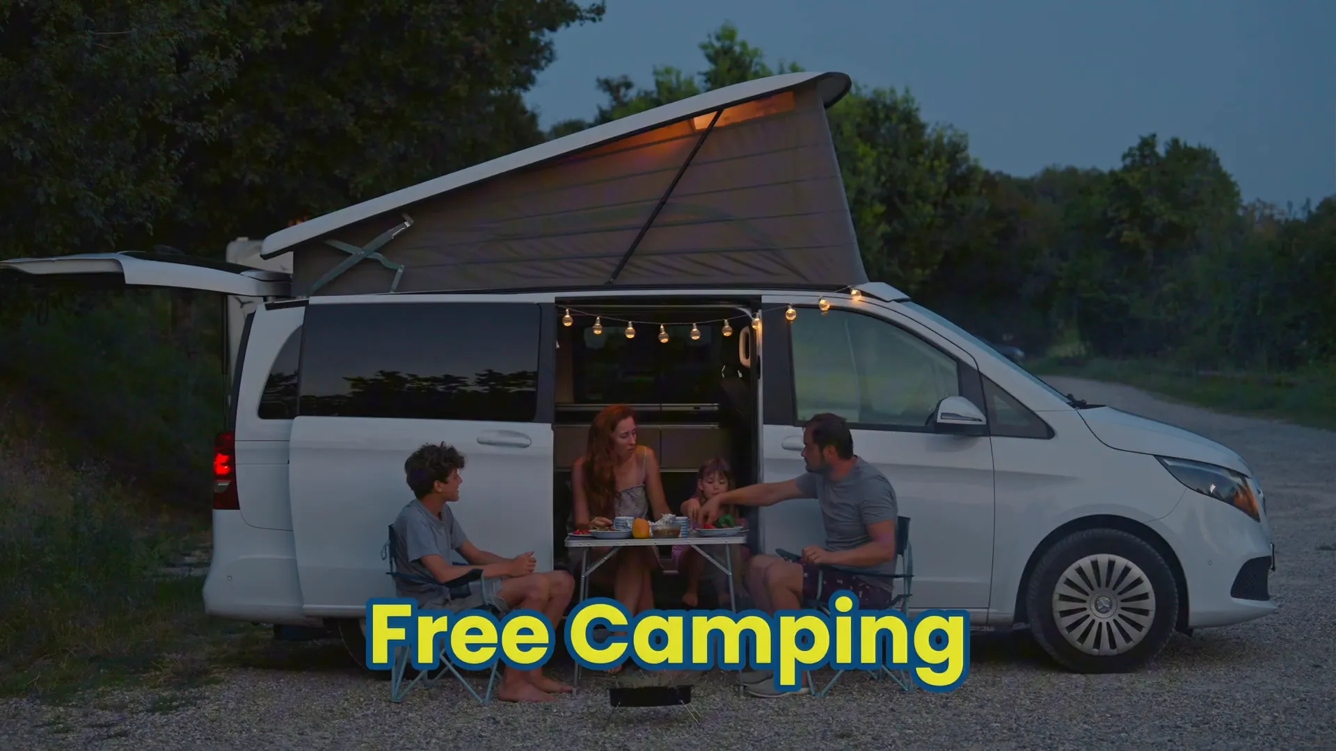 Campground with motorhomes and campers parked