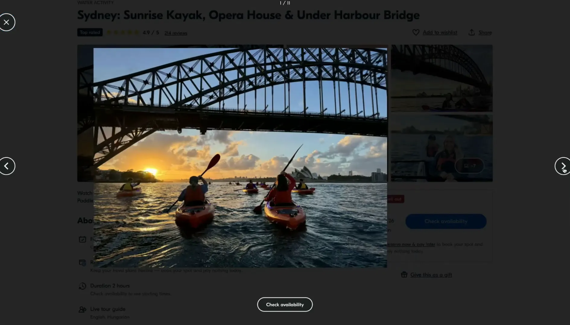 Kayaking in Darling Harbour with city skyline