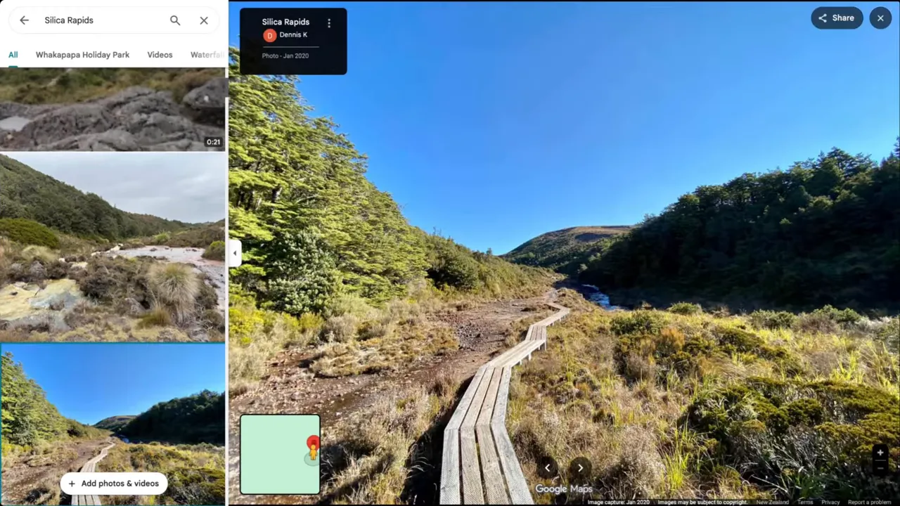 Boardwalk trail through tussock and beech-edge vegetation in Tongariro National Park (Silica Rapids area)
