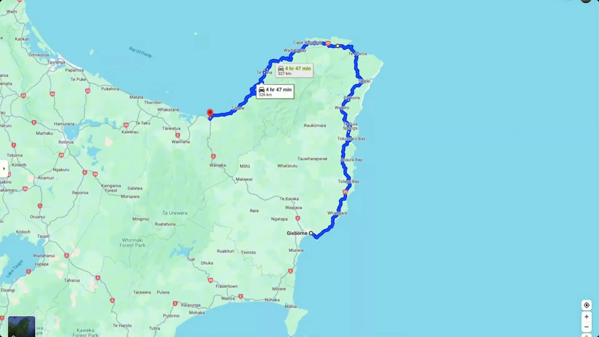 East Coast Drive scenic coastal road and Māori meeting house