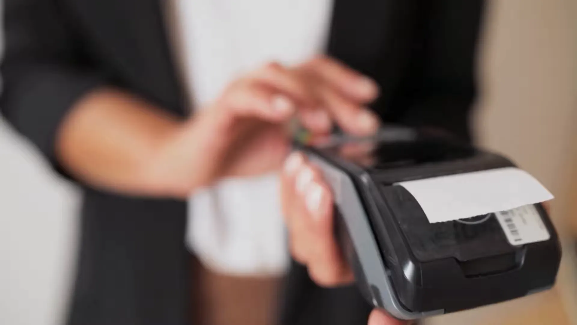 Credit card terminal at rental desk
