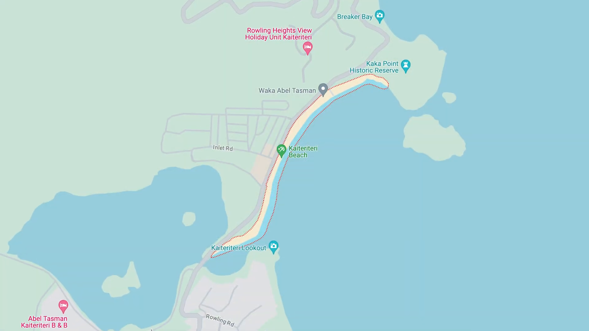 map of kaiteriteri beach next to Abel Tasman National Park