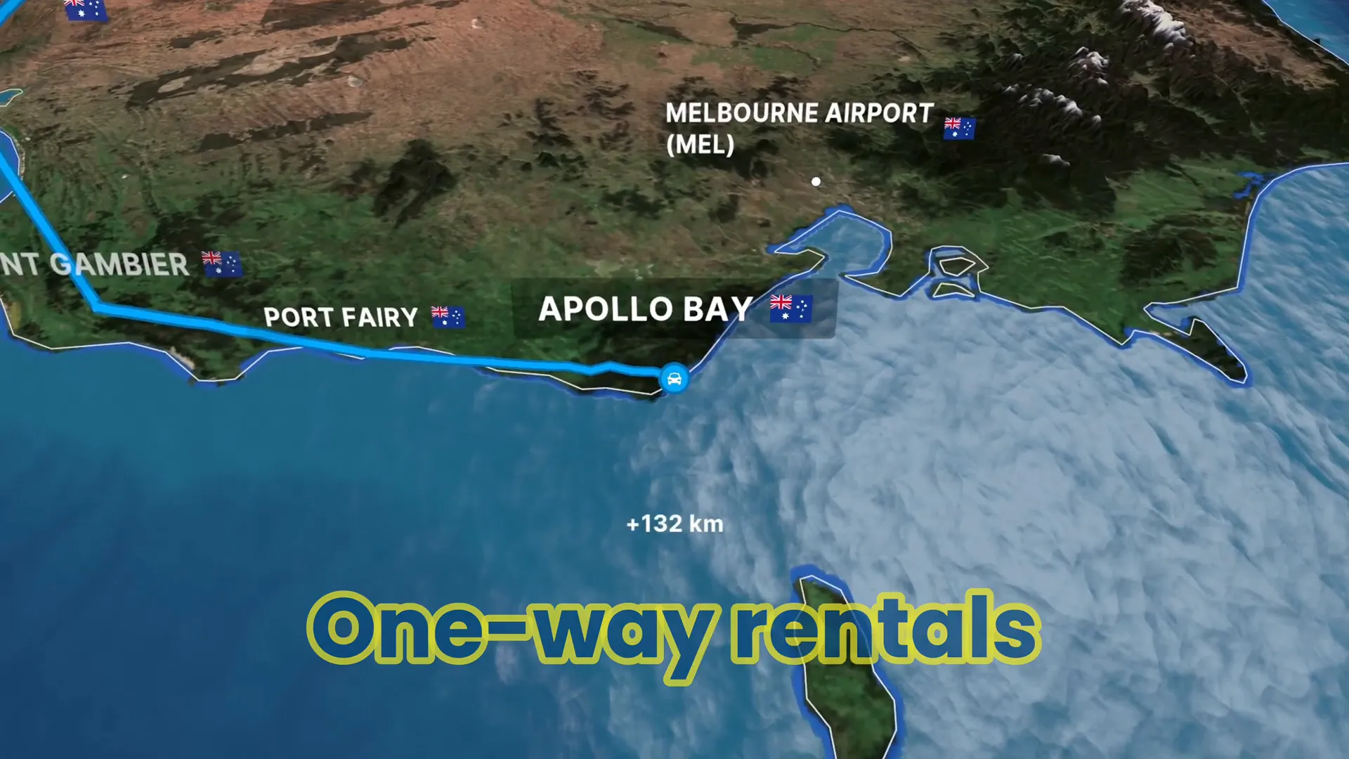 Map illustrating one way rental routes across Australia