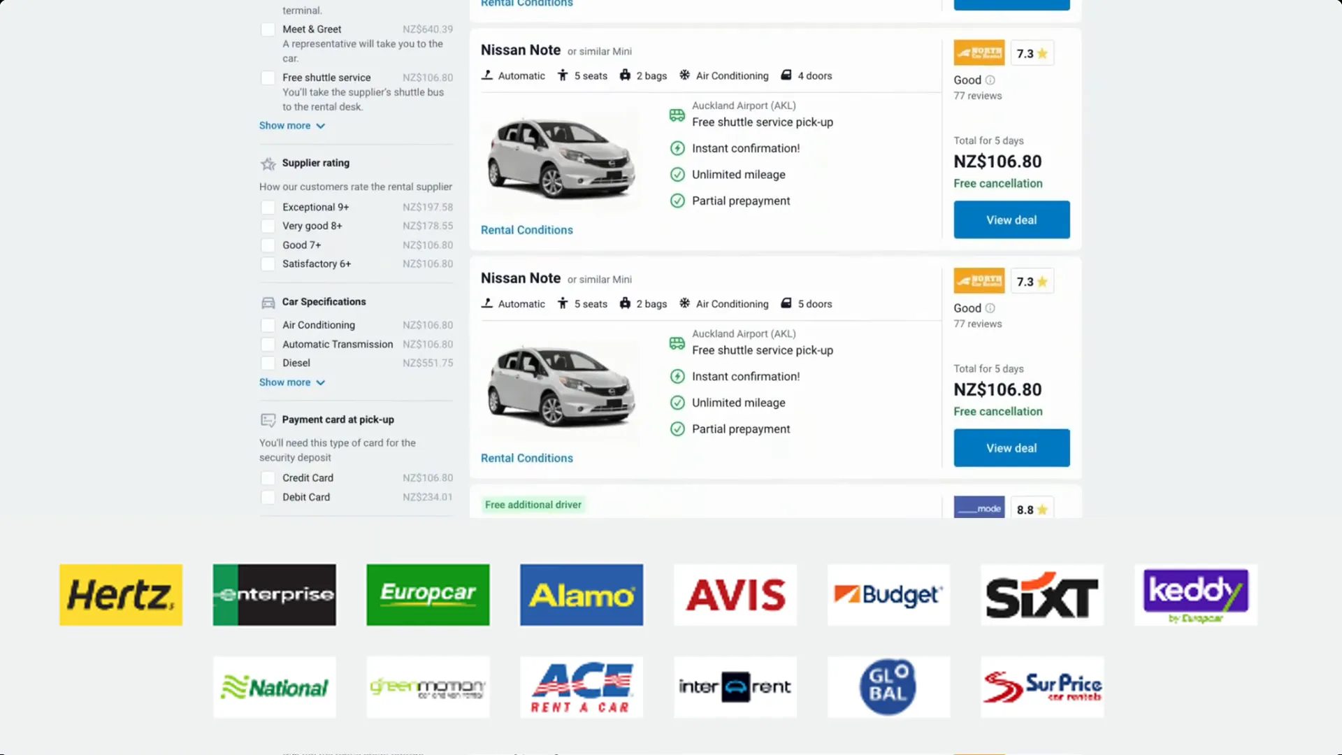 Map showing car rental locations in Australia