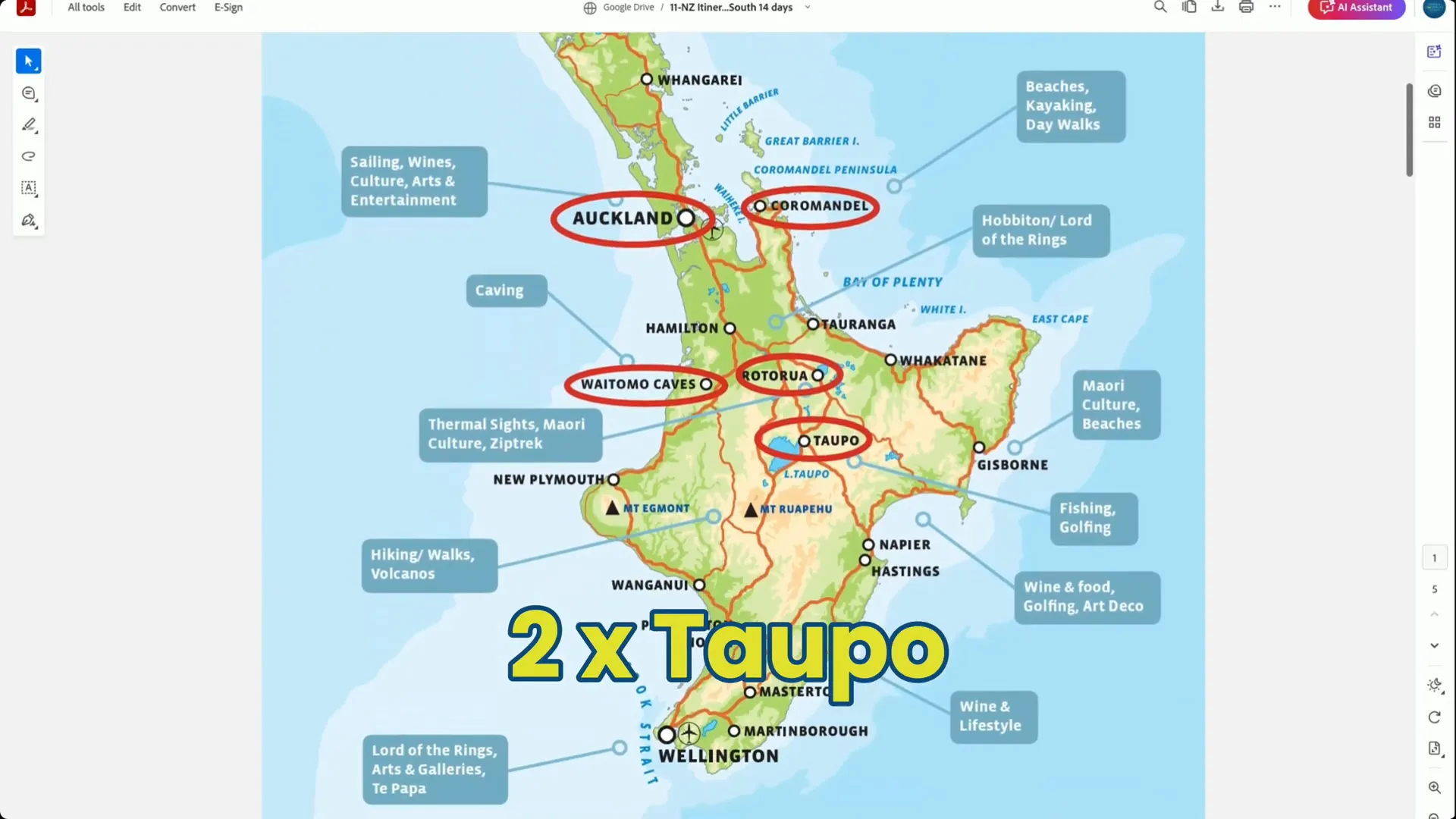 NZ Honeymoon Trip Route Overview