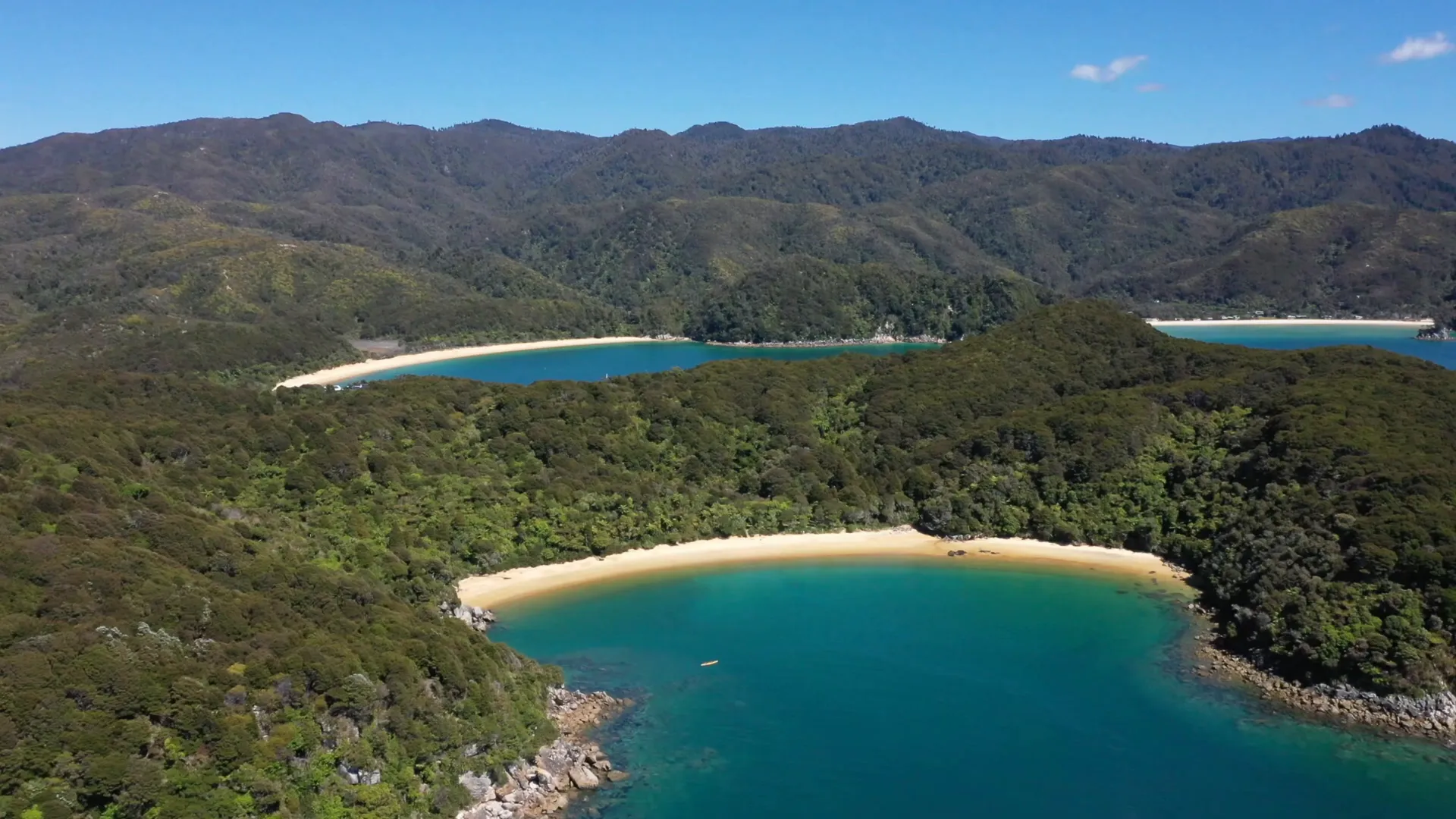 Aerial view of Abel Tasman National Park coastline