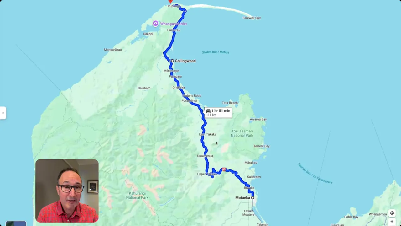 Takaka Hills golden Bay route: winding road into forested hills