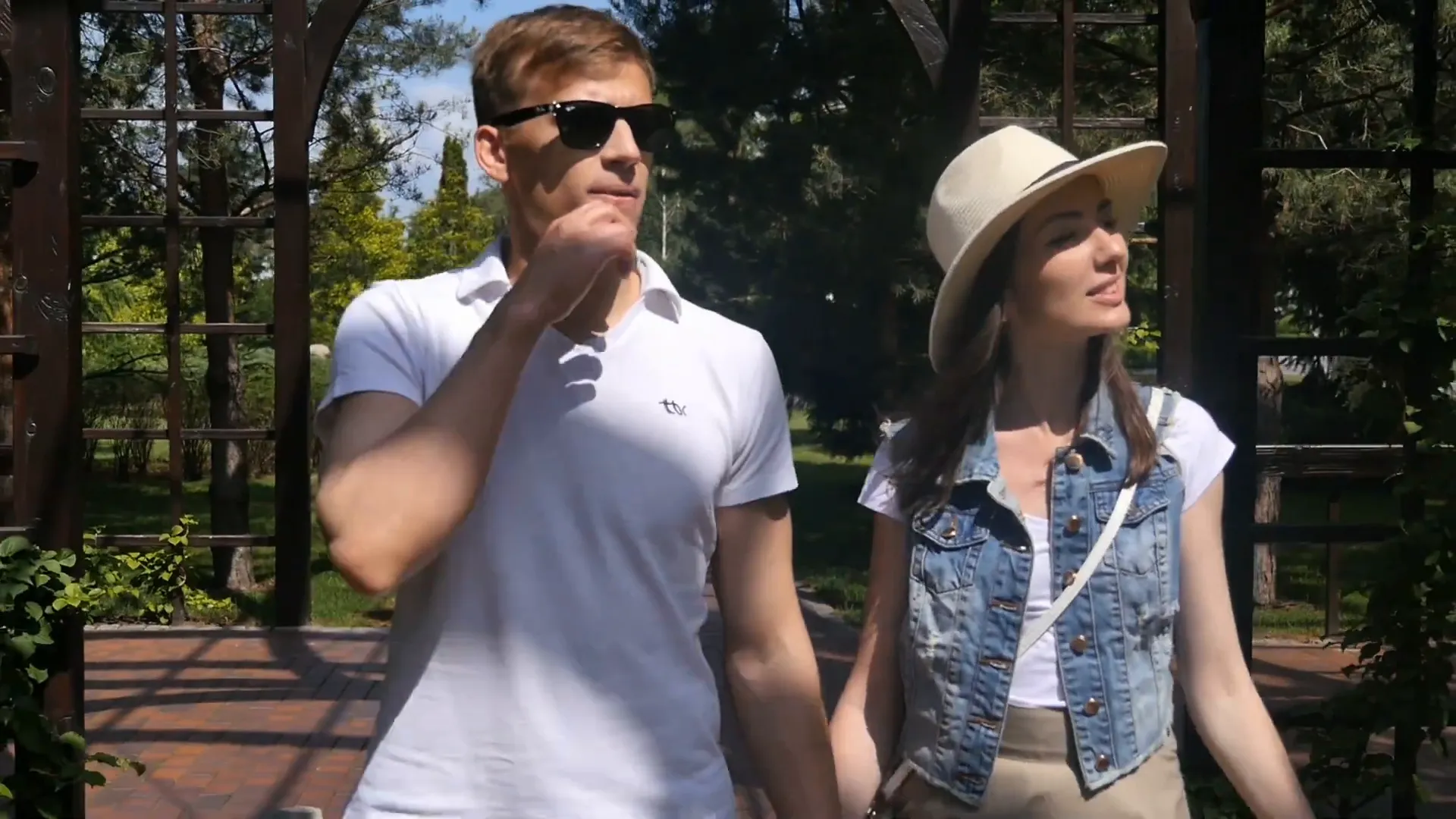 Wide-brimmed hat and sunglasses for sun protection