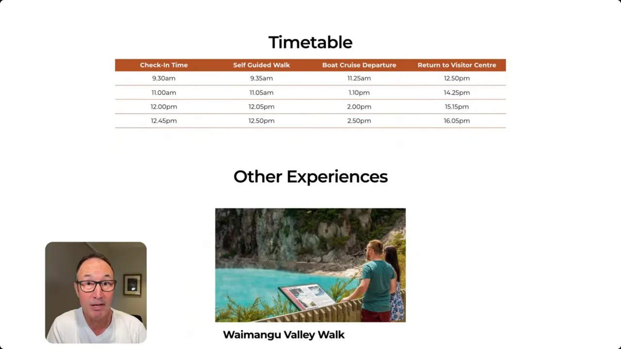 Couple looking over vivid turquoise Lake Rotomahana at Waimangu Volcanic Valley lookout